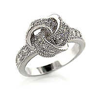 Elegant Love Knot with Ten Blue Luster Diamonds